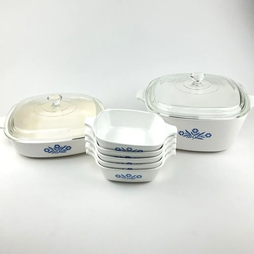 Corning Ware Blue Cornflower Casserole Dish Full Set w/ Lids | 1-1/2 quart